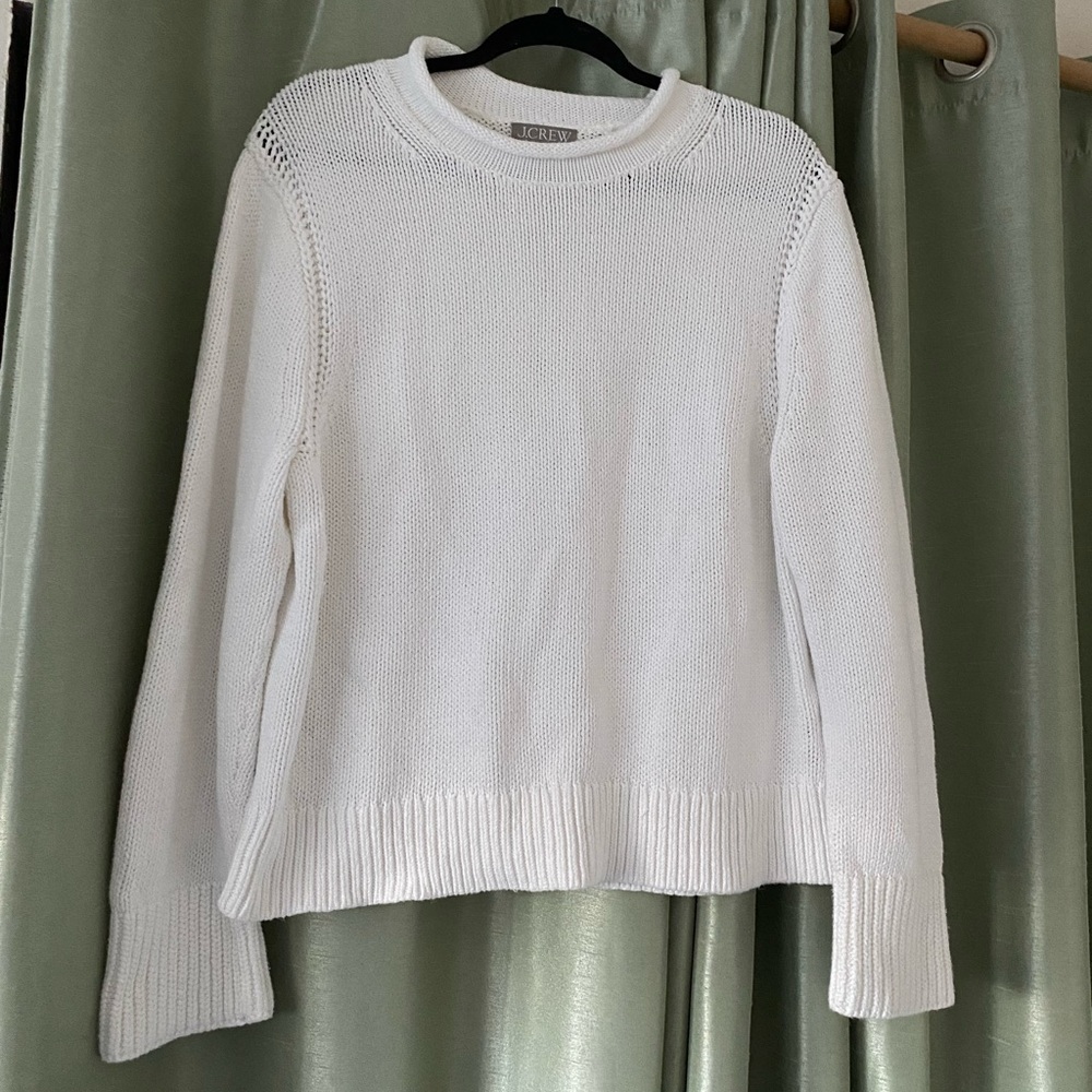 J. Crew Classic White Crew Neck Sweater